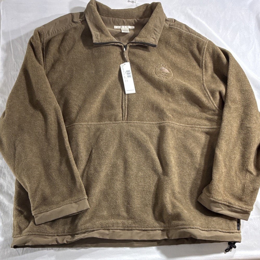Perry Ellis Mens Tan 1/4 Zip Fleece Jacket XL Embroidered Logo GH9672 NWT